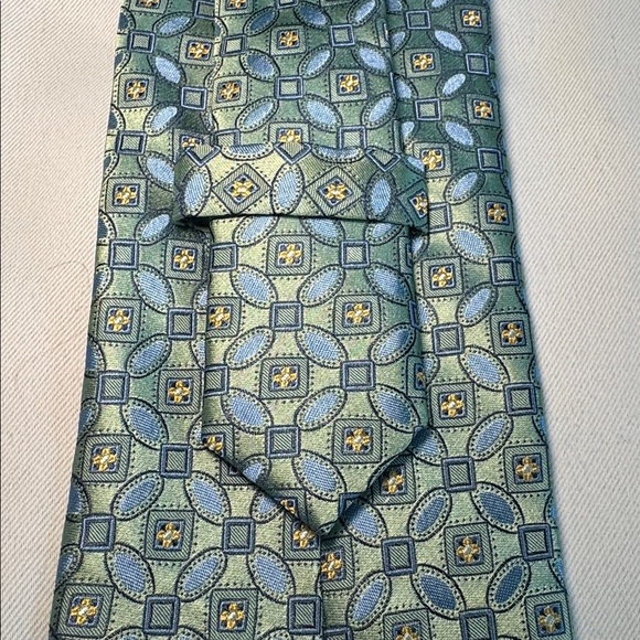 CM Gold Series Extra Long Green/Blue/Gold Silk Tie - Picture 3 of 10